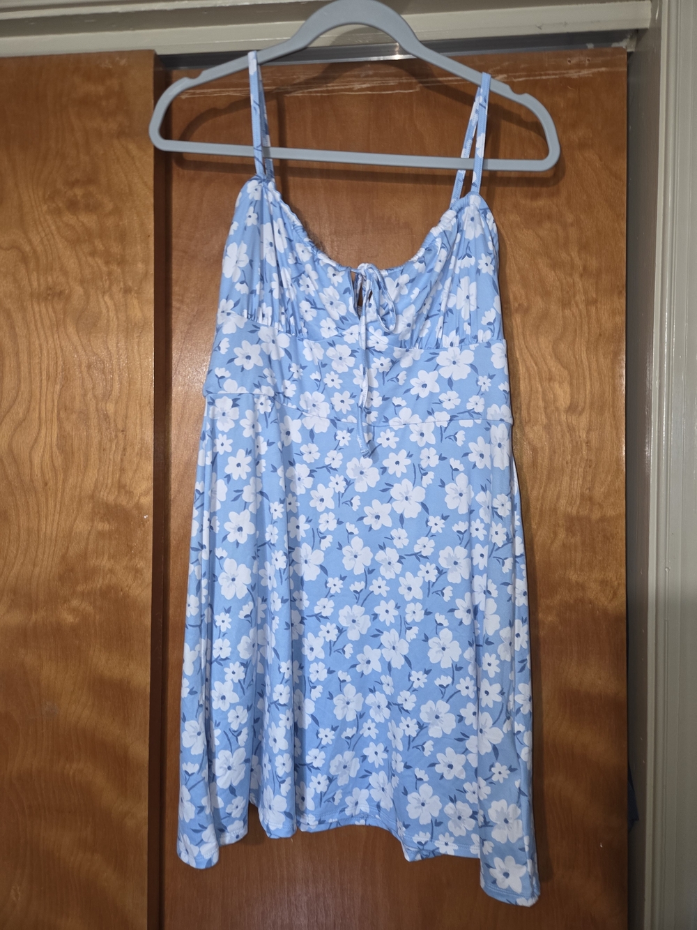 Hollister Light Blue and White Floral Mini Dress